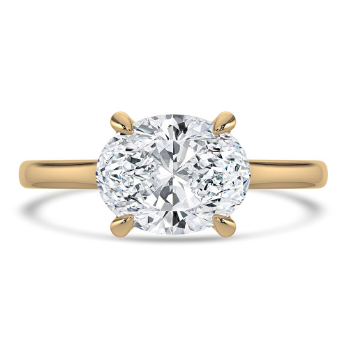 1 3/5 CT Oval Lab Created Diamond  Horizontal Set Cathedral Solitaire Engagement Ring in 14K Yellow Gold (MD250404)