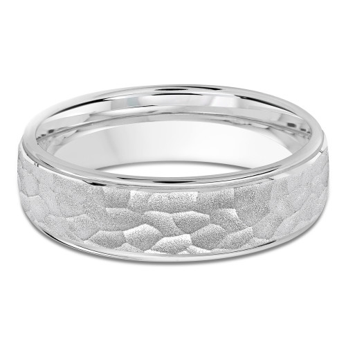 6 MM with High Polish Edges Modern Mens Wedding Band in White Gold (MDVB0734)