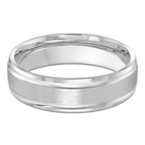 6 MM Satin Finish with High Polish Edges Modern Mens Wedding Band in White Gold (MDVB0800)