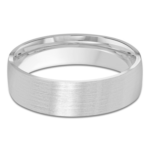 6 MM Satin Finish Modern Mens Wedding Band in White Gold (MDVB0845)