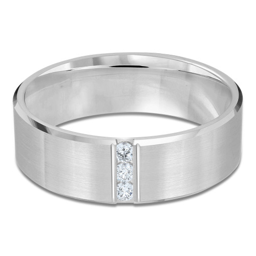 7 MM Diamond Mens Wedding Band in White Gold (MDVB0936)