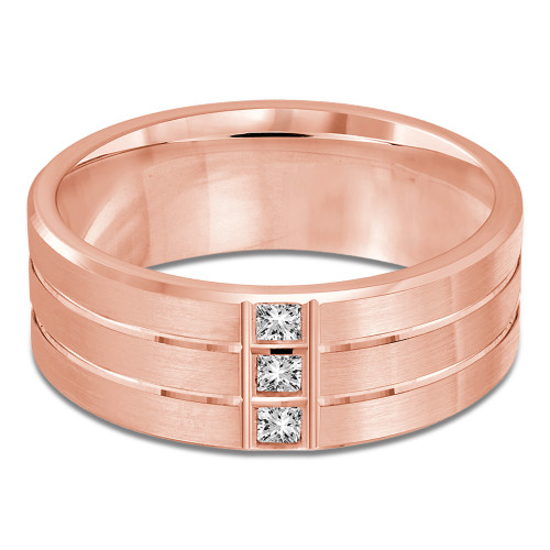 8 MM Diamond Mens Wedding Band in Rose Gold (MDVB1015)