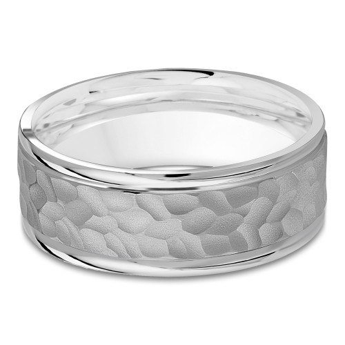 8 MM Hollow Classic Mens Wedding Band in White  (MDVB1047)