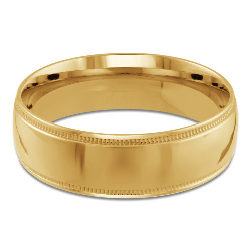 7 MM Milgrained Comfort Fit Classic Womens Wedding Band in Yellow Gold (MDVBC0005-7MM-Y)