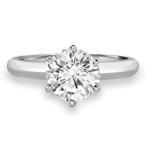 Round Lab Created Diamond Knife Edge 6-Prong Solitaire Engagement Ring in White Gold (MVSLG1013-W)