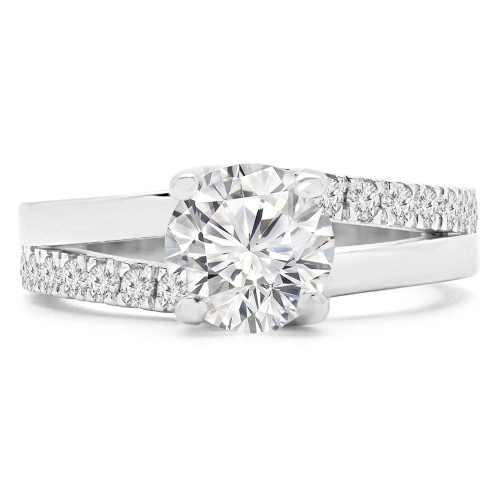Round Lab Created Diamond Split-Shank Trellis Solitaire with Accents Engagement Ring in White Gold (MVSLG1217-W)