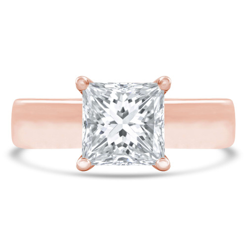 Princess Lab Created Diamond Cathedral Solitaire with Accents Engagement Ring in Rose Gold (MVSLG1254-R)