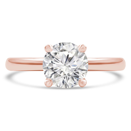 Round Lab Created Diamond Hidden Halo Solitaire with Accents Engagement Ring in Rose Gold (MVSLG1276-R)