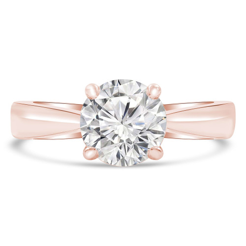 Round Lab Created Diamond Tapered Solitaire Engagement Ring in Rose Gold (MVSLG1283-R)