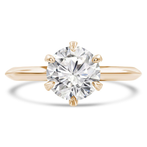Round Lab Created Diamond 6-Prong Knife Edge Solitaire Engagement Ring in Yellow Gold (MVSLG1284-Y)
