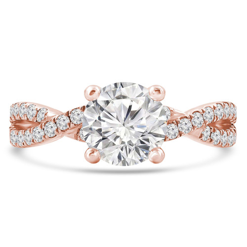 Round Lab Created Diamond Twisted Solitaire with Accents Engagement Ring in Rose Gold (MVSLG1292-R)