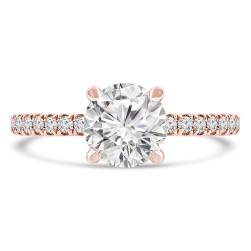 Round Lab Created Diamond Solitaire with Accents Engagement Ring in Rose Gold (MVSLG1294-R)
