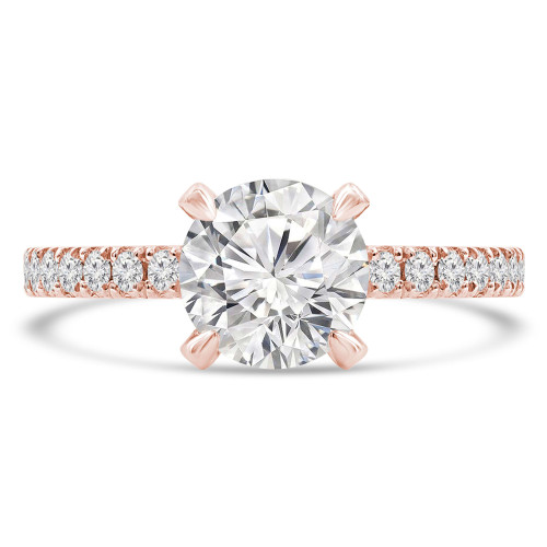 Round Lab Created Diamond Diamond Prongs Solitaire with Accents Engagement Ring in Rose Gold (MVSLG1301-R)