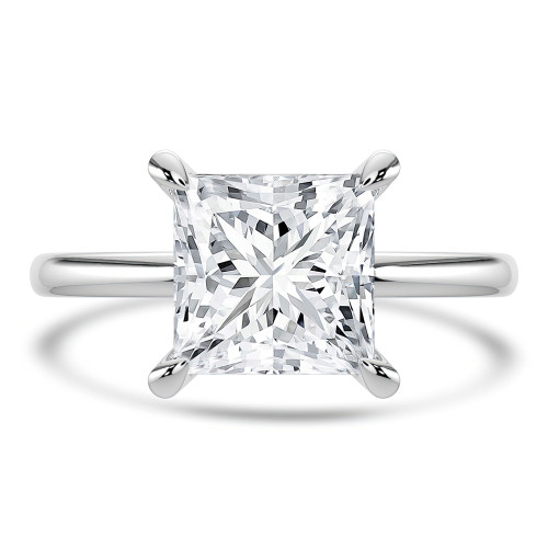 Princess Lab Created Diamond Hidden Halo Solitaire with Accents Engagement Ring in White Gold (MVSLG1312-W)