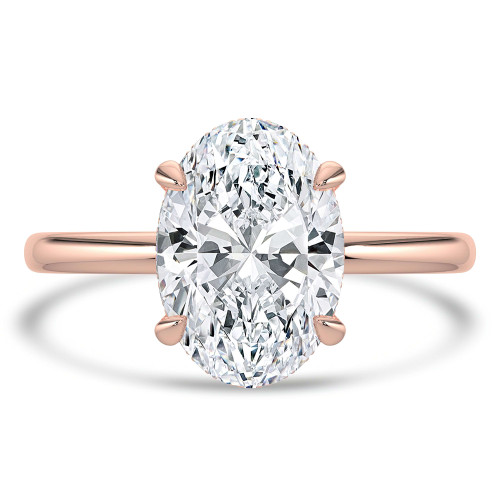 Oval Lab Created Diamond Hidden Halo Open Bridge Solitaire with Accents Engagement Ring in Rose Gold (MVSLG1371-R)