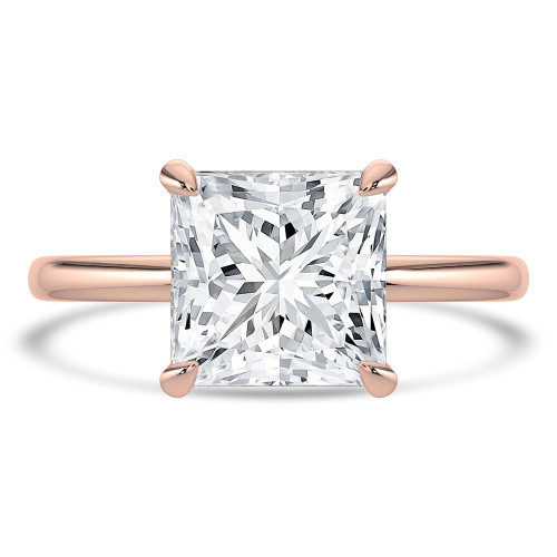 Princess Lab Created Diamond Hidden Halo Open Bridge Solitaire with Accents Engagement Ring in Rose Gold (MVSLG1373-R)