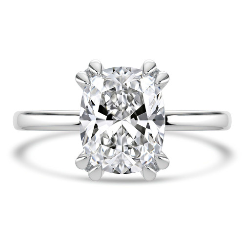 Cushion Lab Created Diamond Double Prong Solitaire with Accents Engagement Ring in White Gold (MVSLG1375-W)