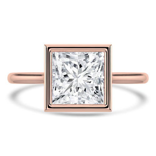 Princess Lab Created Diamond Bezel Set Cathedral Open Bridge Solitaire Engagement Ring in Rose Gold (MVSLG1387-R)