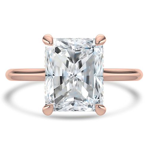 Radiant Lab Created Diamond Hidden Halo Cathedral Solitaire with Accents Engagement Ring in Rose Gold (MVSLG1391-R)