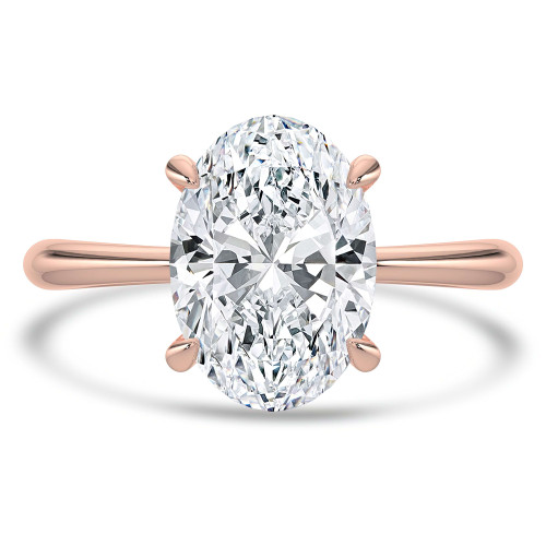 Oval Lab Created Diamond Tapered Solitaire Engagement Ring in Rose Gold (MVSLG1396-R)