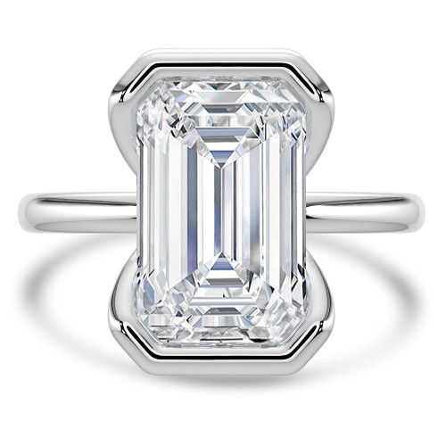 Emerald Lab Created Diamond Tension Set Solitaire Engagement Ring in White Gold (MVSLG1397-W)