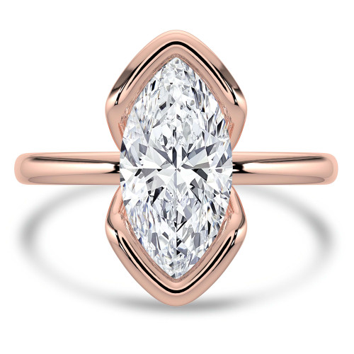 Marquise Lab Created Diamond Tension Set Solitaire Engagement Ring in Rose Gold (MVSLG1398-R)