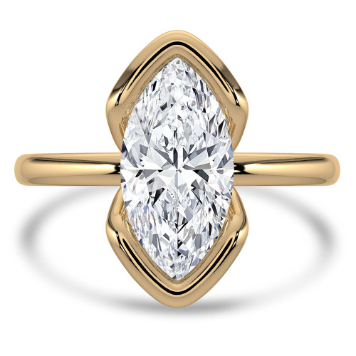 Marquise Lab Created Diamond Tension Set Solitaire Engagement Ring in Yellow Gold (MVSLG1398-Y)