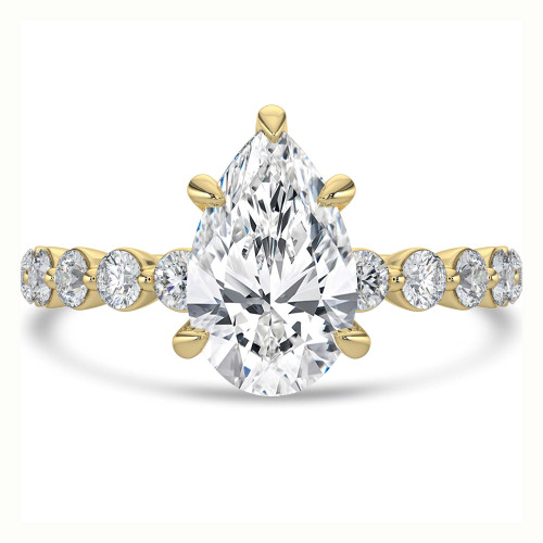 Pear Lab Created Diamond Solitaire with Accents Engagement Ring in Yellow Gold (MVSLG1407-Y)