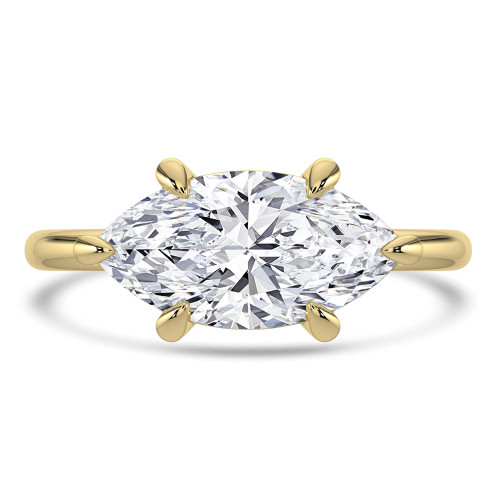 Marquise Lab Created Diamond Horizontally Set Solitaire Engagement Ring in Yellow Gold (MVSLG1445-Y)