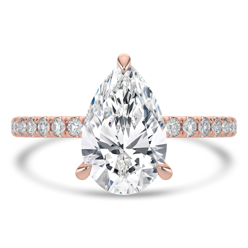 Pear Lab Created Diamond Hidden Halo Solitaire with Accents Engagement Ring in Rose Gold (MVSLG1464-R)