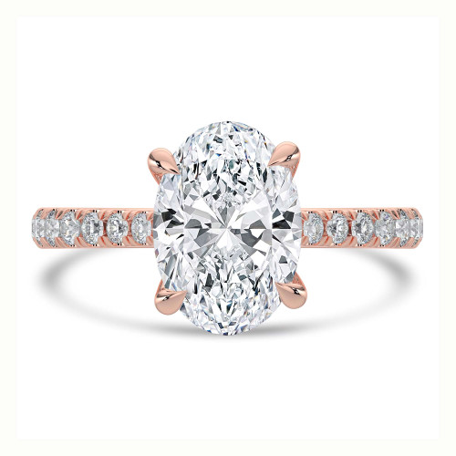 Oval Lab Created Diamond Cathedral Trellis Solitaire with Accents Engagement Ring in Rose Gold (MVSLG1479-R)