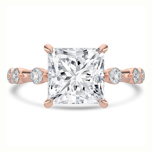 Princess Lab Created Diamond Hidden Halo Solitaire with Accents Engagement Ring in Rose Gold (MVSLG1499-R)