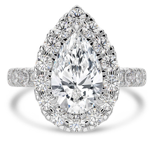 Pear Lab Created Diamond 3-Prong Open Bridge Halo Engagement Ring in White Gold (MVSLG1532-W)