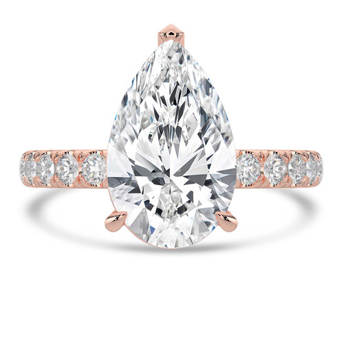 Pear Lab Created Diamond 3-Prong Solitaire with Accents Engagement Ring in Rose Gold (MVSLG1533-R)