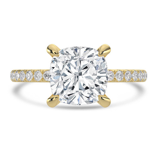Cushion Lab Created Diamond 4-Prong Solitaire with Accents Engagement Ring in Yellow Gold (MVSLG1545-Y)