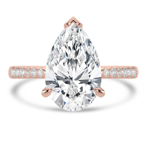 Pear Lab Created Diamond 3-Prong Tapered Solitaire with Accents Engagement Ring in Rose Gold (MVSLG1552-R)