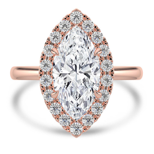 Marquise Lab Created Diamond 4-Prong Open Bridge Halo Engagement Ring in Rose Gold (MVSLG1554-R)