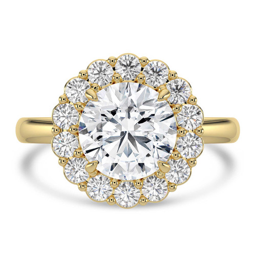 Round Lab Created Diamond 4-Prong Open Bridge Halo Engagement Ring in Yellow Gold (MVSLG1570-Y)