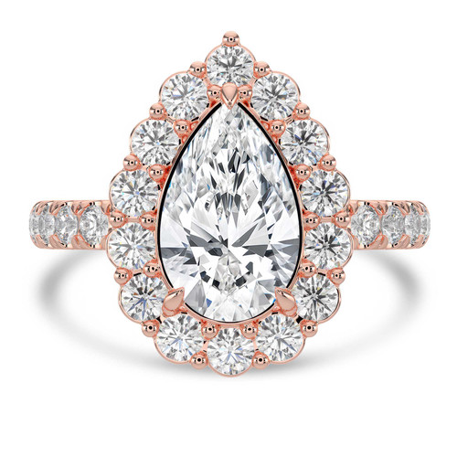 Pear Lab Created Diamond 3-Prong Open Bridge Halo Engagement Ring in Rose Gold (MVSLG1580-R)