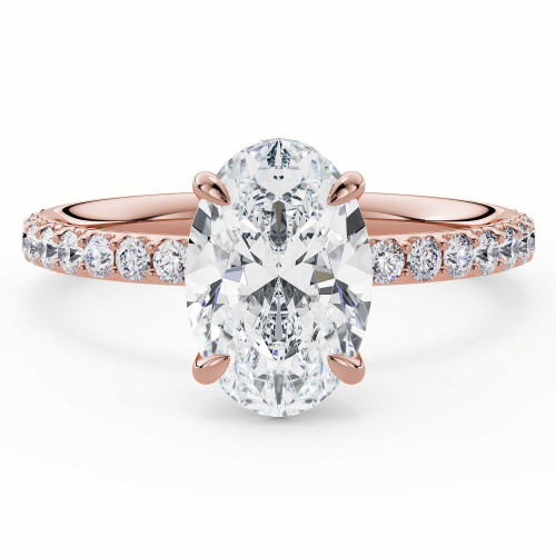 Oval Lab Created Diamond 4-Prong Solitaire with Accents Engagement Ring in Rose Gold (MVSLG1584-R)