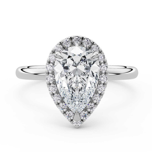 Pear Lab Created Diamond 3-Prong Open Bridge Halo Engagement Ring in White Gold (MVSLG1594-W)