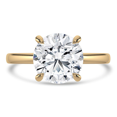 2.06 CTW Round Lab Created Diamond Hidden Halo Solitaire with Accents Engagement Ring With an IGI Certified 2 CT VS1 D Center in 14K Yellow Gold (MVSHE1361-Y)