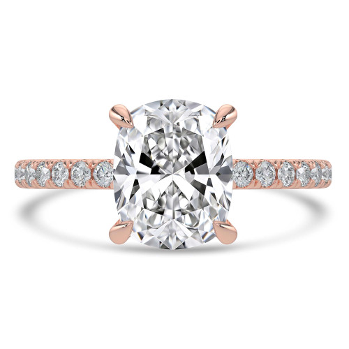 1.81 CTW Cushion Lab Created Diamond Hidden Halo Solitaire with Accents Engagement Ring With an IGI Certified 1.5 CT VS1 D Center in 14K Rose Gold (MVSHE1460-R)