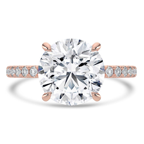 1.83 CTW Round Lab Created Diamond Hidden Halo Solitaire with Accents Engagement Ring With an IGI Certified 1.5 CT VS1 D Center in 14K Rose Gold (MVSHE1467-R)