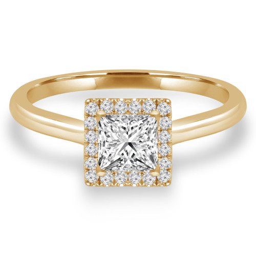 Princess Diamond Square Halo Engagement Ring in Yellow Gold (MVSS0024-Y)