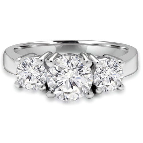 Round Lab Created Diamond Three-Stone Engagement Ring in White Gold (MVSX1003-W)