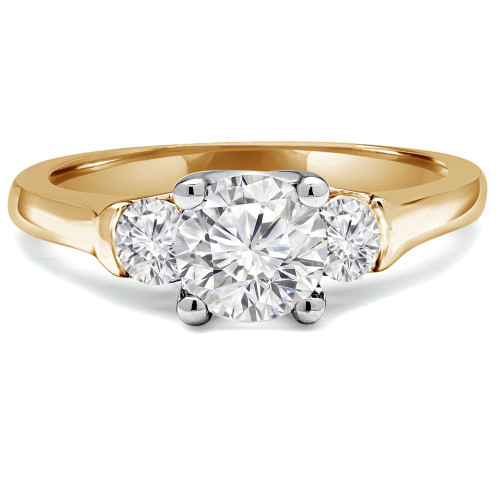 Round Lab Created Diamond Three-Stone Engagement Ring in Yellow Gold (MVSX1004-Y)