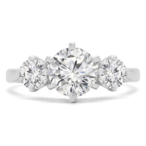 Round Lab Created Diamond Three-Stone Engagement Ring in White Gold (MVSX1018-W)