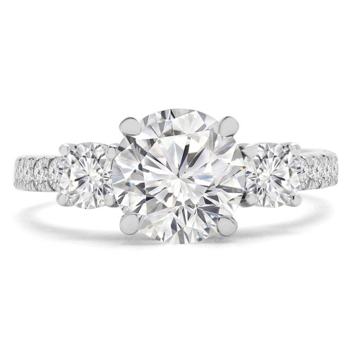 Round Lab Created Diamond Three-Stone Engagement Ring in White Gold with Accents (MVSX1019-W)