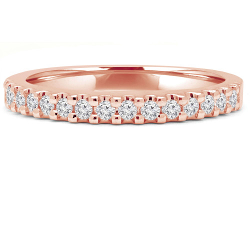 Round Lab Created Diamond Semi-Eternity Wedding Band Ring in Rose Gold (MVSXB1008-R)